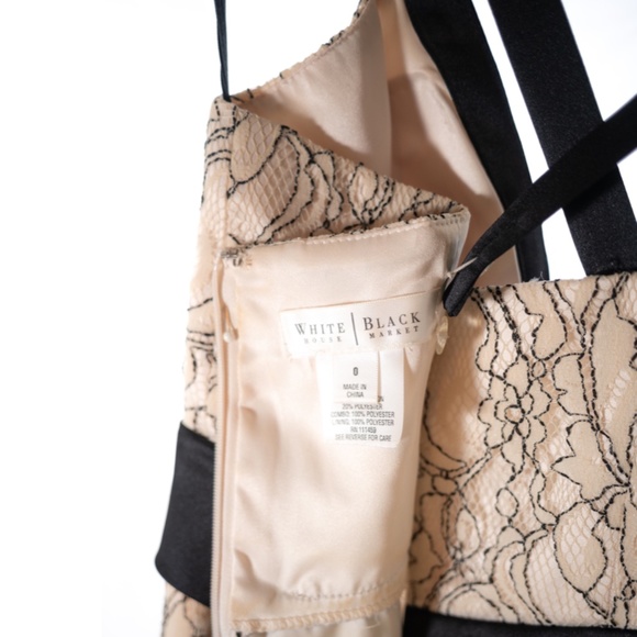 White House Black Market cream and black lace dress size 0 - Picture 6 of 10